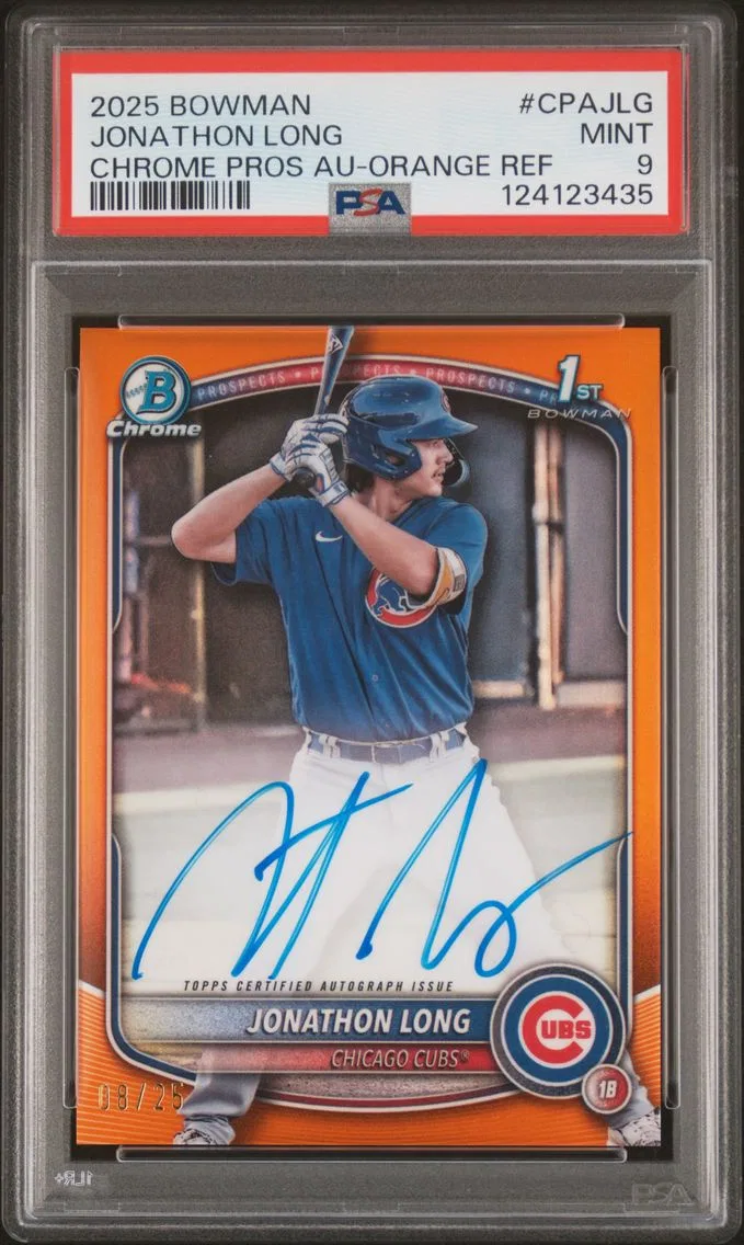 2025 #CPAJLG Jonathon Long PSA 9 Bowman Chrome Prospect Autographs