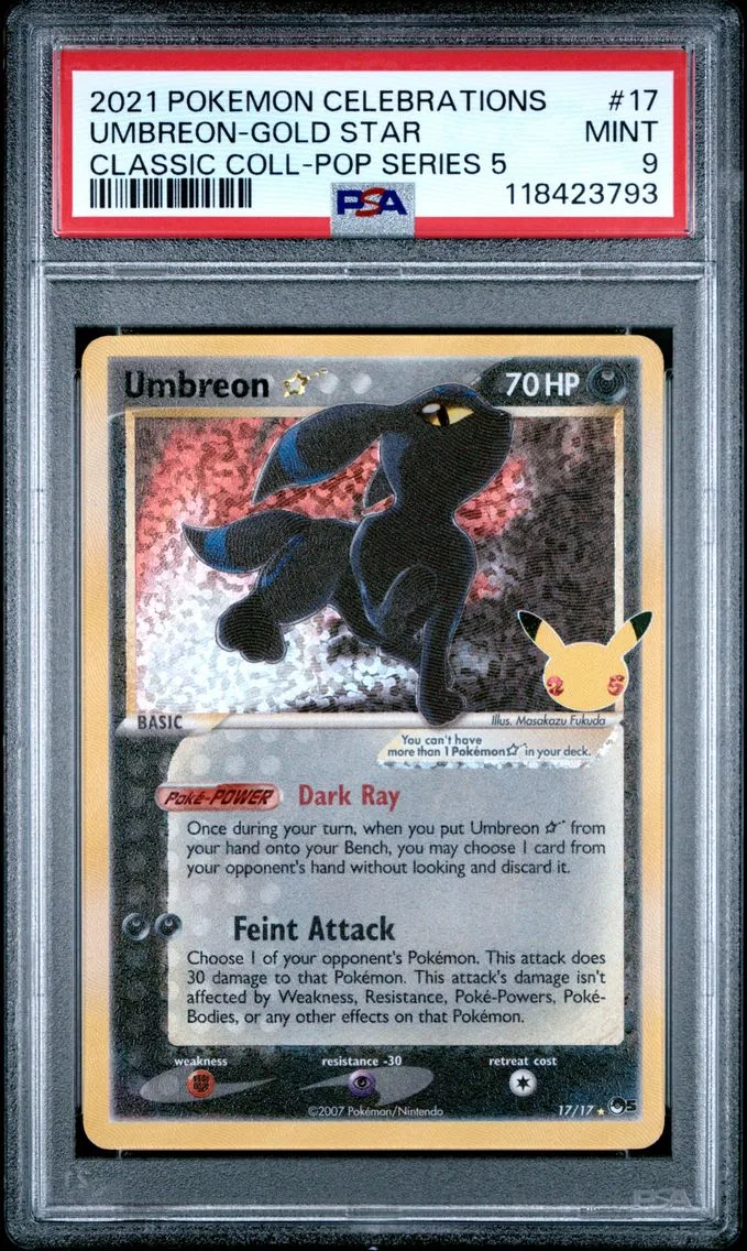 2021 #17 Umbreon-Gold Star PSA 9 Celebrations Classic Collection Pokemon
