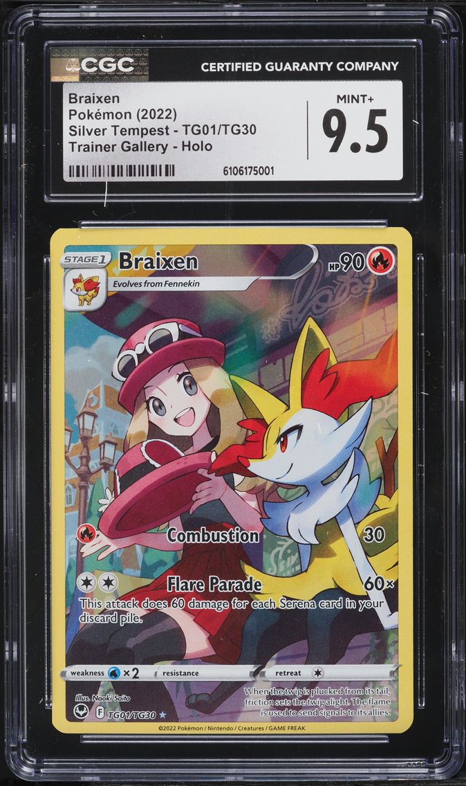 2022 #TG01 Full Art/Braixen CGC 9.5 Sword & Shield Silver Tempest Pokemon