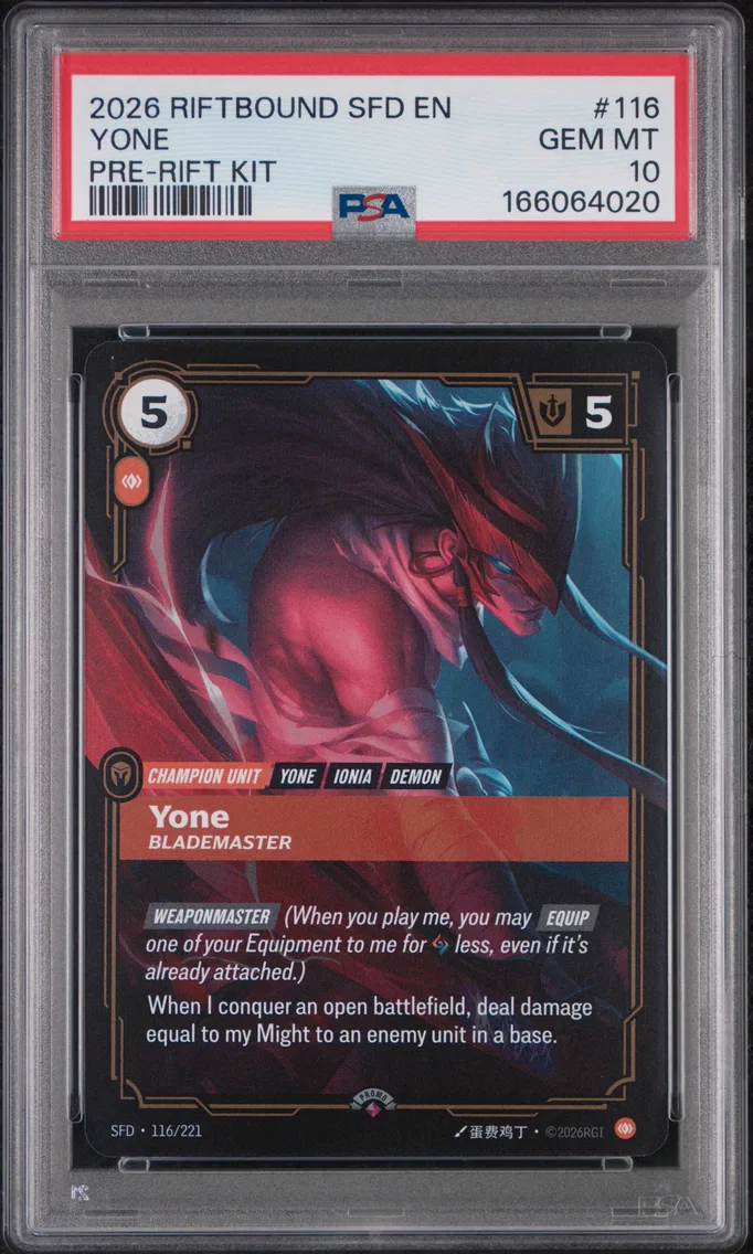 2026 #116 Yone - Blademaster PSA 10 Riftbound: League of Legends Sfd-Spiritforged