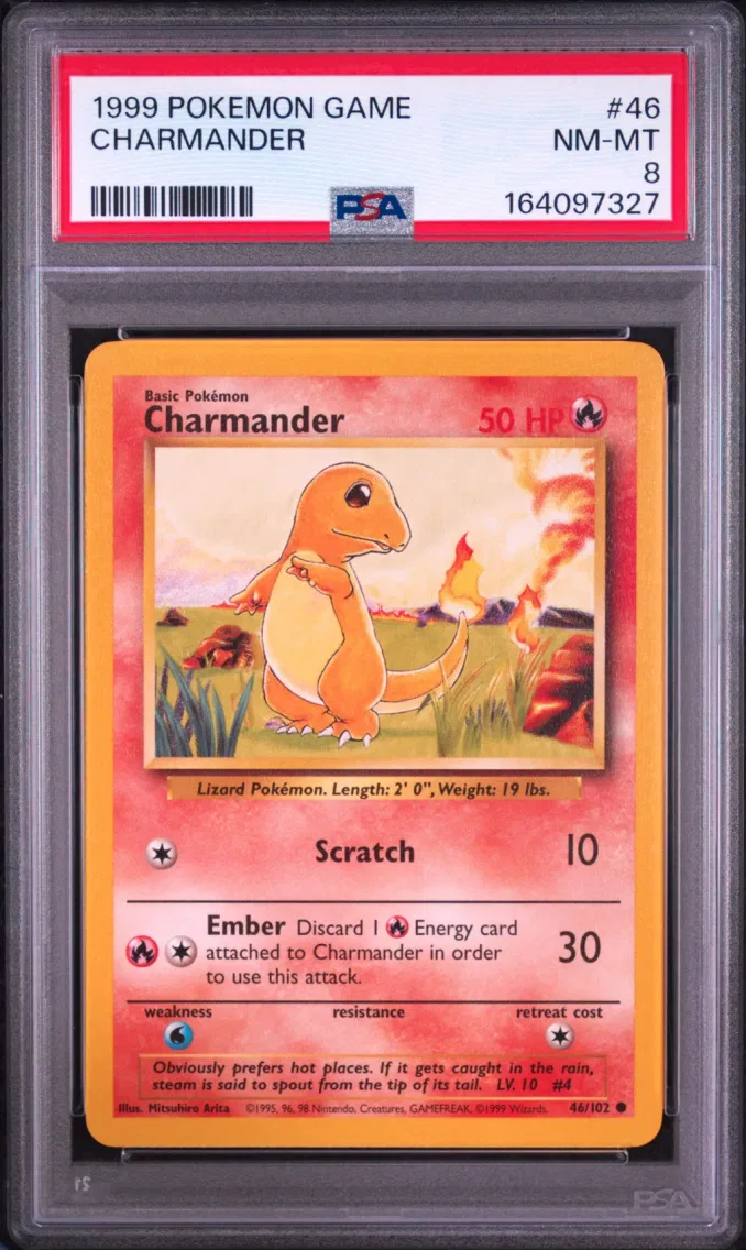 1999 Pokemon Game Charmander Game #46 PSA 8