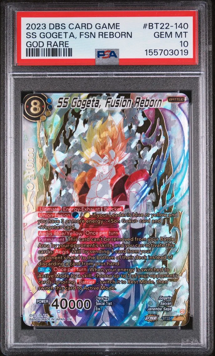 2023 #BT22-140 SS Gogeta, Fusion Reborn PSA 10 Dragon Ball Super Card Game Series 22 Critical Blow
