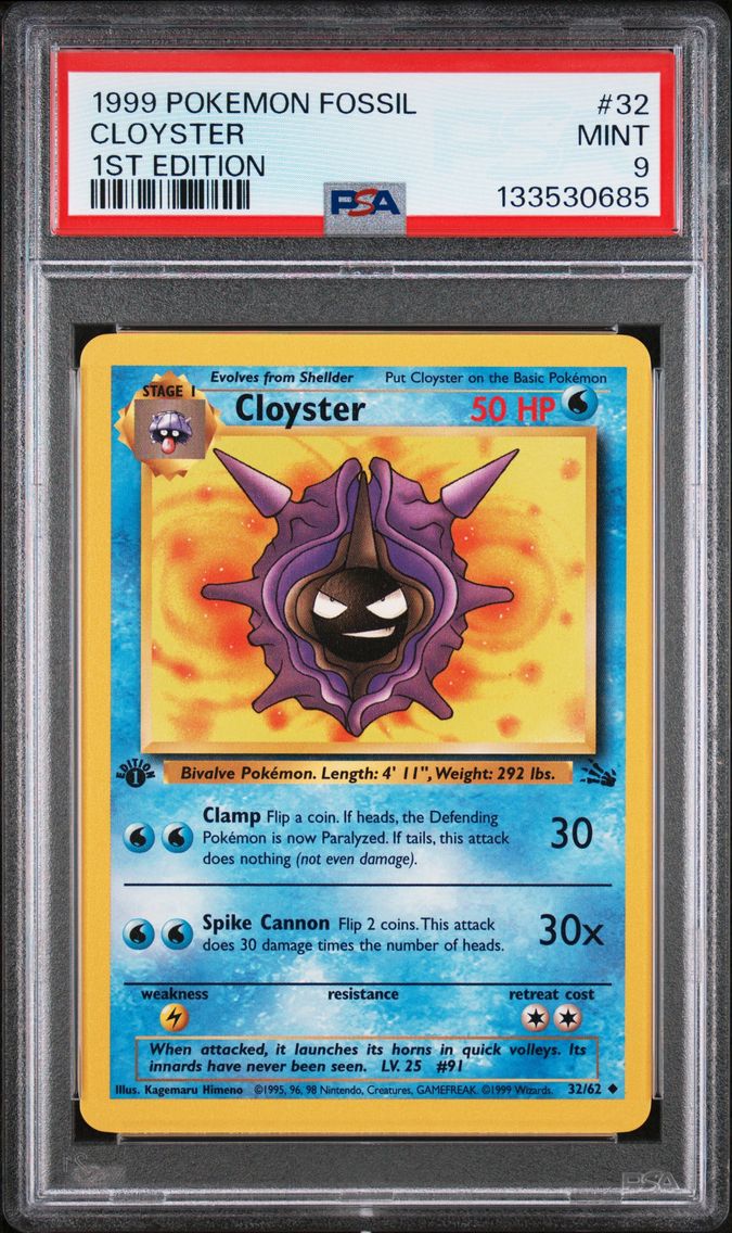 1999 #32 Cloyster 1st Edition PSA 9 Fossil Pokemon