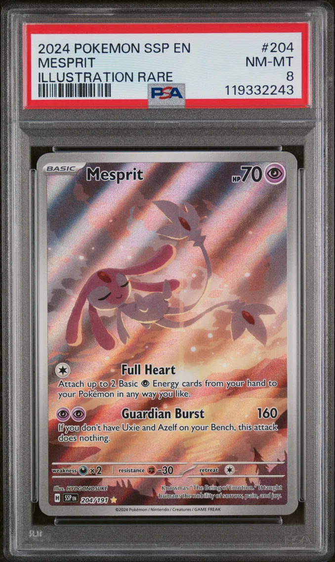 2024 Pokemon Ssp EN-Surging Sparks Mesprit Ssp EN-Surging Sparks #204 PSA 8