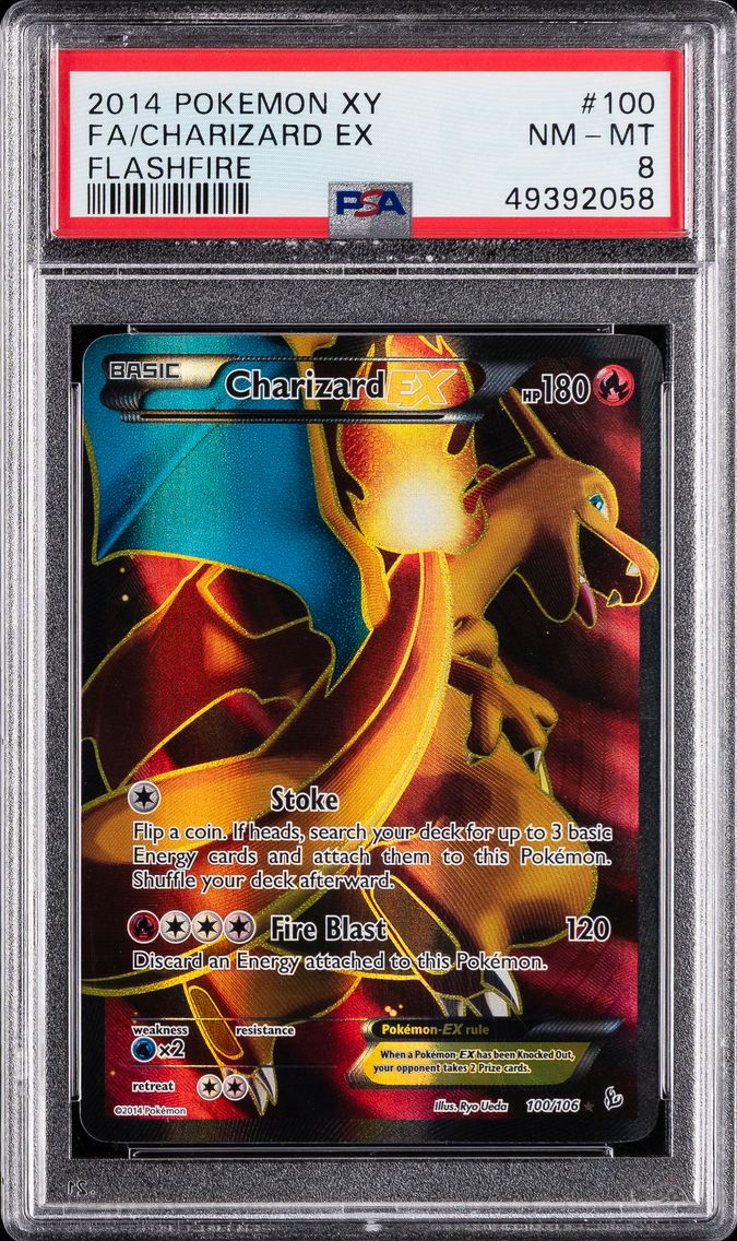 2014 #100 Full Art/Charizard EX PSA 8 XY Flashfire Pokemon