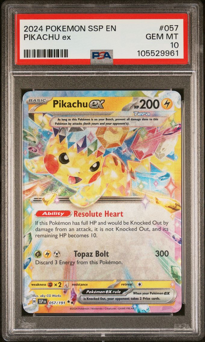 2024 #057 Pikachu EX PSA 10 Ssp EN-Surging Sparks Pokemon
