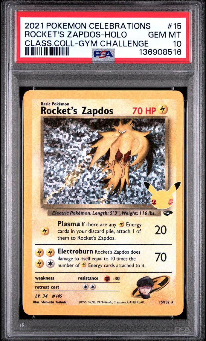 2021 #15 Rocket's Zapdos-Holo PSA 10 Celebrations Classic Collection Pokemon