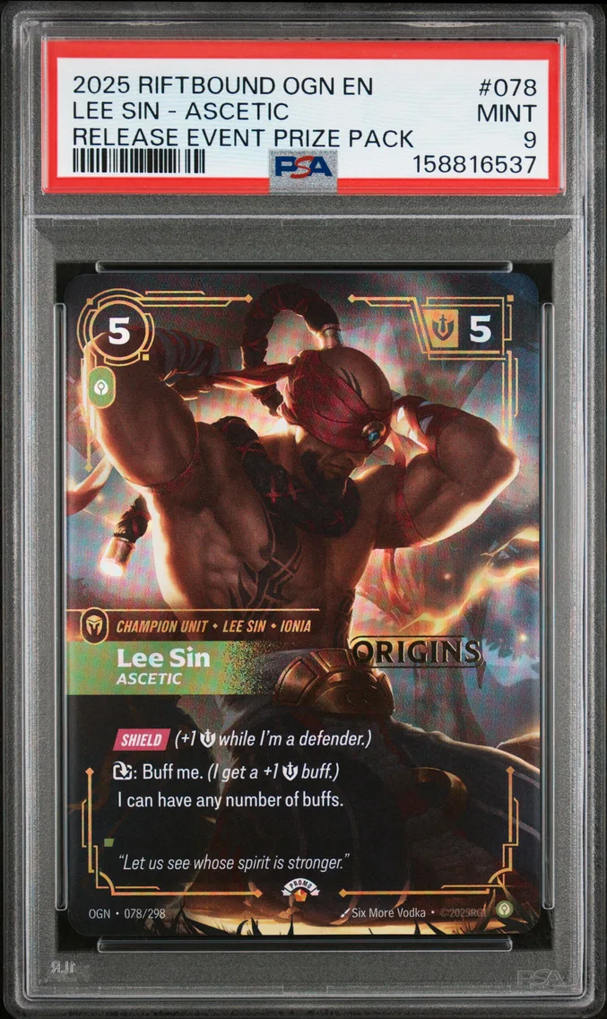 2025 #078 Lee Sin - Ascetic PSA 9 Riftbound: League of Legends Ogn-Origins