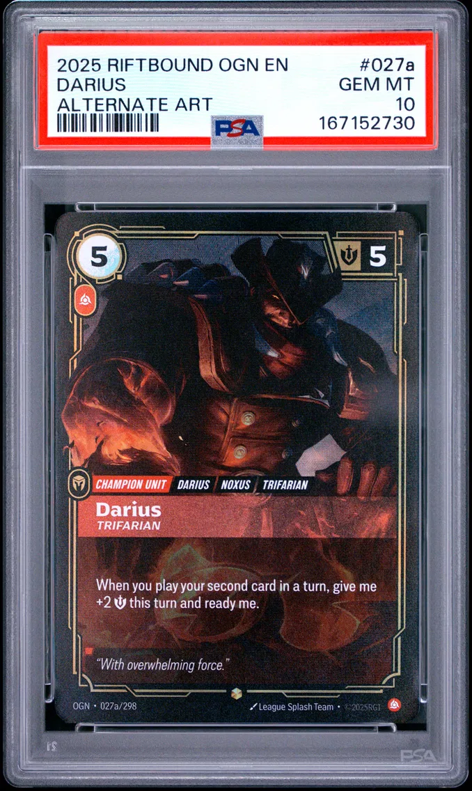 2025 #027a Darius - Trifarian PSA 10 Riftbound: League of Legends Ogn-Origins