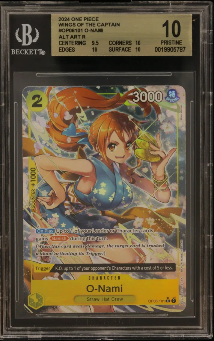 2024 #OP06101 O-Nami ALT ART R BGS 10 One Piece Card Game Wings of the Captain