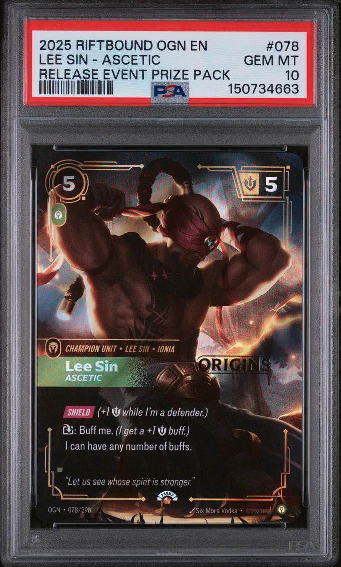 2025 #078 Lee Sin - Ascetic PSA 10 Riftbound: League of Legends Ogn-Origins