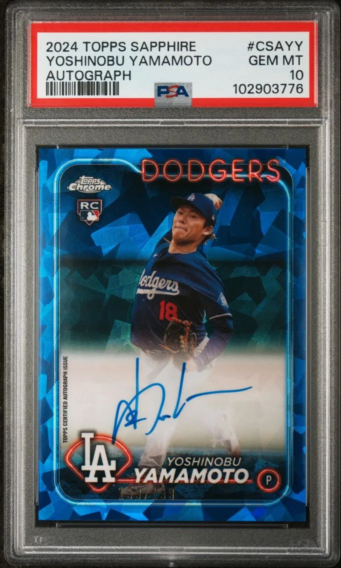 2024 #CSAYY Yoshinobu Yamamoto PSA 10 Topps Chrome Sapphire Chrome Sapphire Autographs Baseball