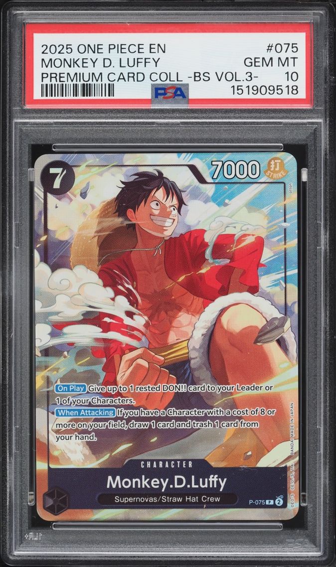 2025 #075 Monkey D. Luffy PSA 10 One Piece Premium Best Selection Vol. 3