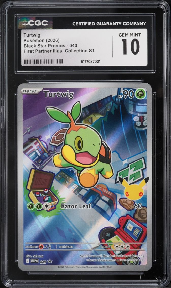 2026 Pokemon Mega Evolution Promo First Partner Illustration Full Art Turtwig #40 CGC 10 GEM