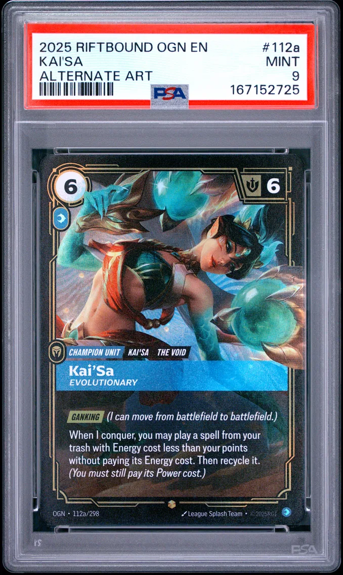 2025 #112a Kai'SA - Evolutionary PSA 9 Riftbound: League of Legends Ogn-Origins