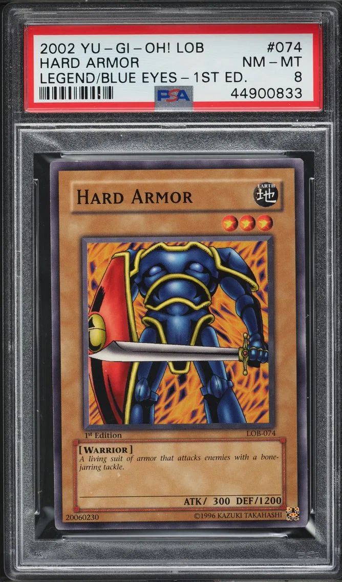 #LOB-074 HARD ARMOR 2002 YU-GI-OH! LEGEND OF BLUE EYES 1ST EDITION PSA 8