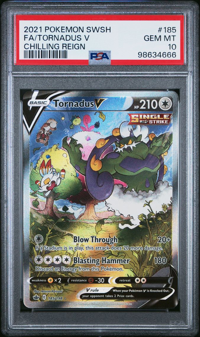 2021 #185 Full Art/Tornadus V PSA 10 Sword & Shield Chilling Reign Pokemon