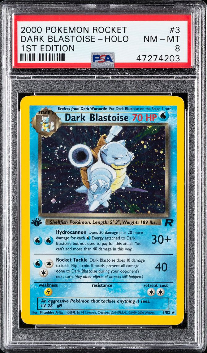 2000 #3 Dark Blastoise-Holo 1st Edition PSA 8 Rocket Pokemon