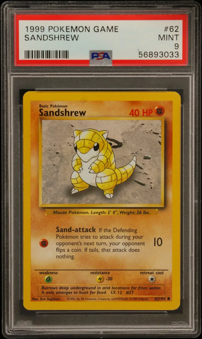 1999 #62 Sandshrew PSA 9 Game