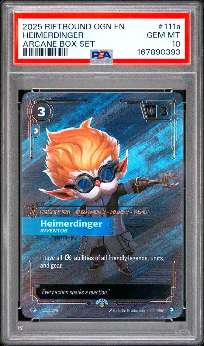 2025 #111a Heimerdinger - Inventor PSA 10 Riftbound: League of Legends Ogn-Origins
