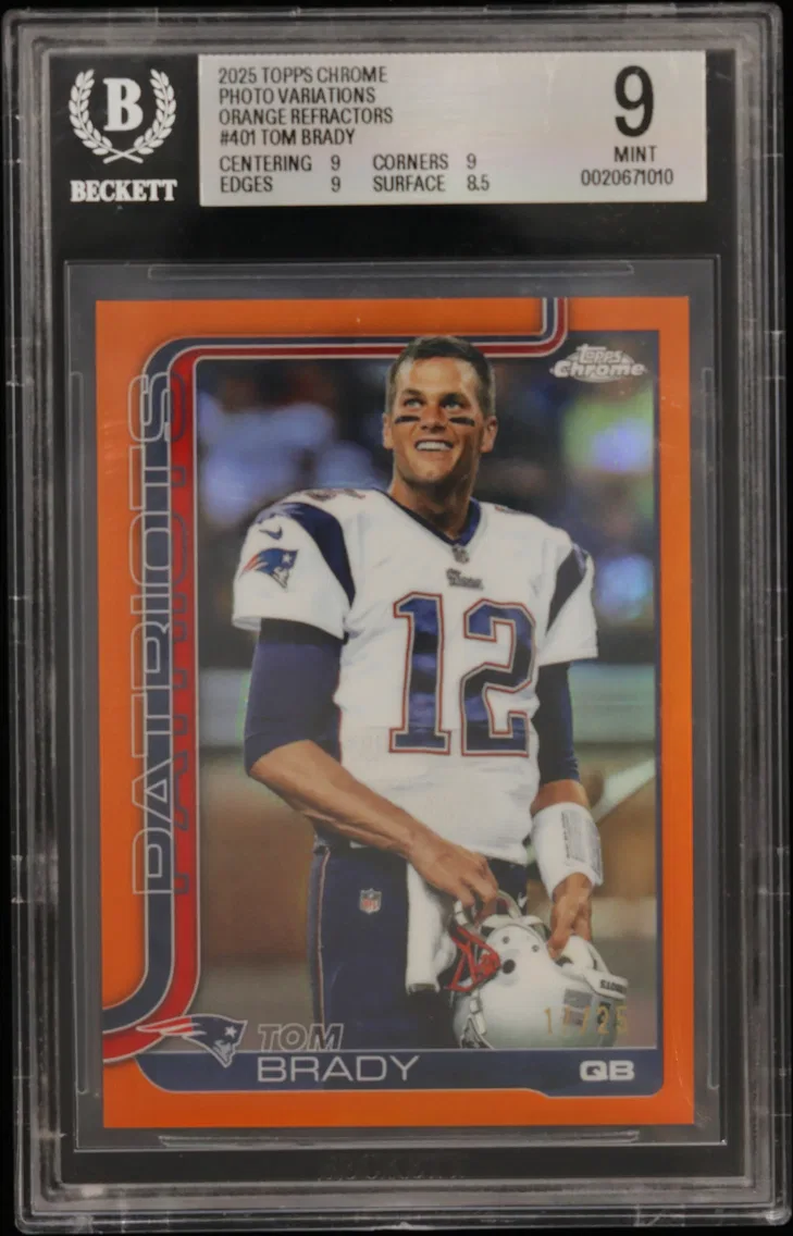 2025 #401 Tom Brady BGS 9 Topps Chrome Photo Variations Orange Refractors