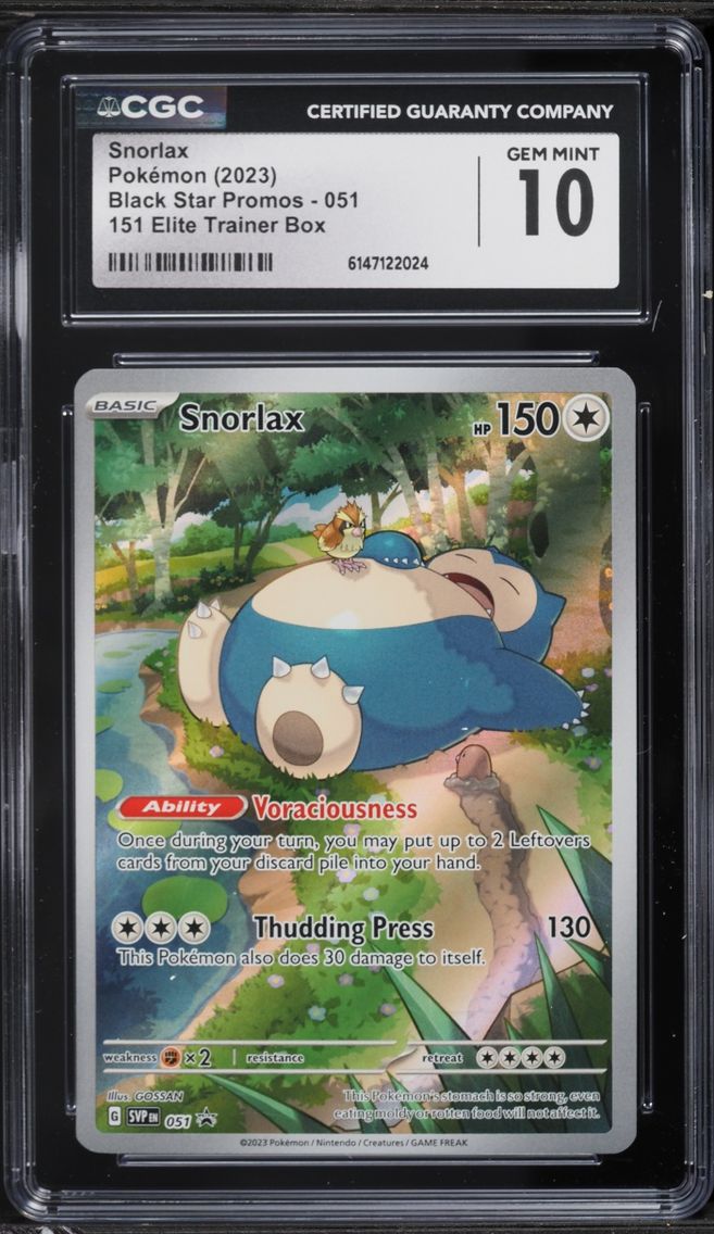 2023 Pokemon Scarlet & Violet Black Star Promo 151 ETB Full Art Snorlax #51 CGC 10 GEM MINT