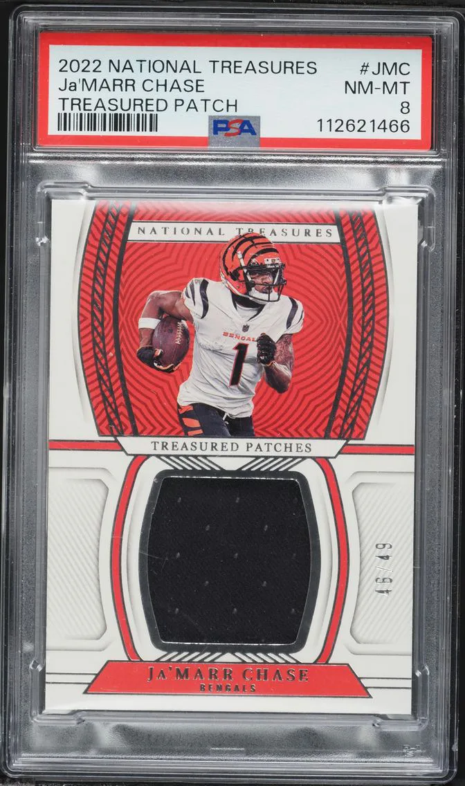 2022 #JMC JA'Marr Chase PSA 8 Panini National Treasures Treasured Patch Football
