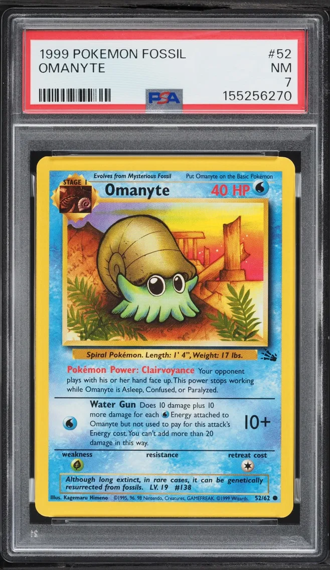 1999 #52 Fossil Omanyte NRMT PSA 7 Pokemon