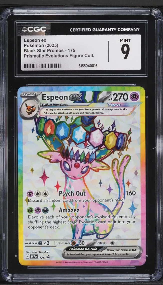 2025 #175 Espeon ex CGC 9 Pokemon Scarlet & Violet Promo Prismatic Evolutions Figure Full Art