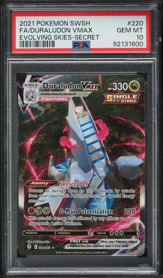 2021 #220 SWORD & SHIELD EVOLVING SKIES DURALUDON VMAX PSA 10 POKEMON
