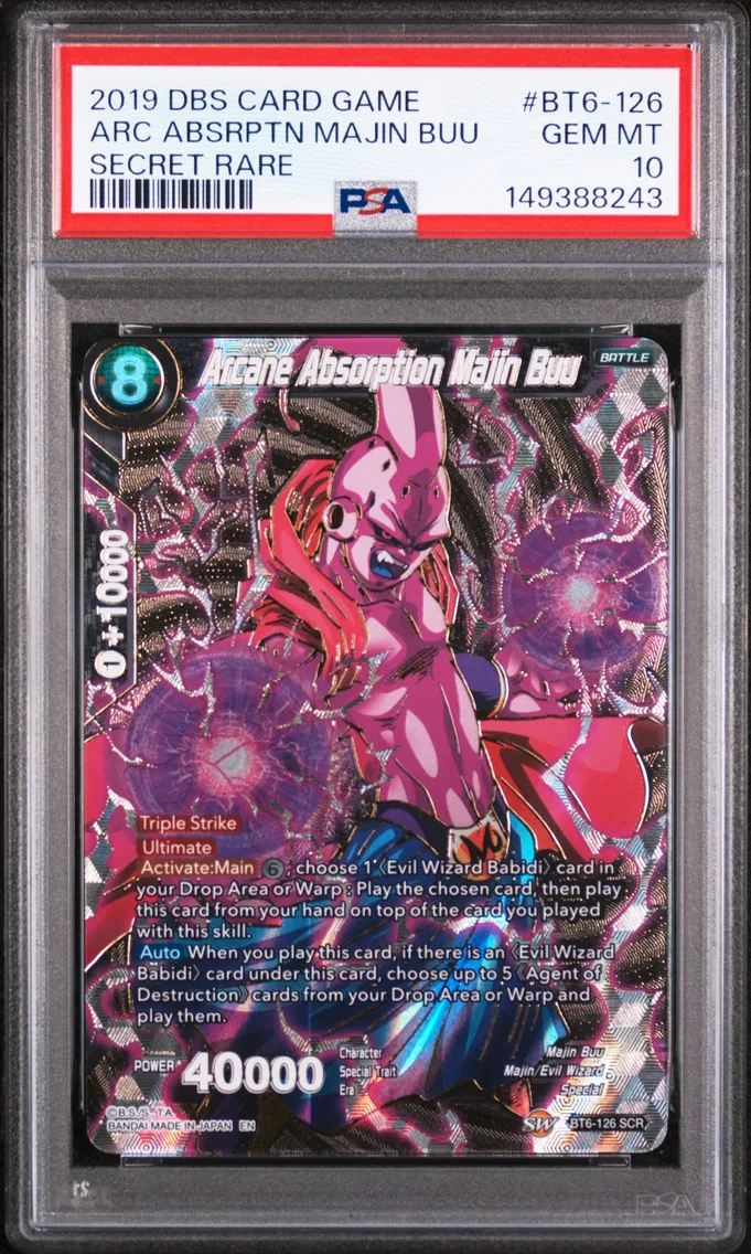 2019 #BT6-126 Arcane Absorption Majin Buu PSA 10 Dragon Ball Super Card Game Series 6 Destroyer Kings