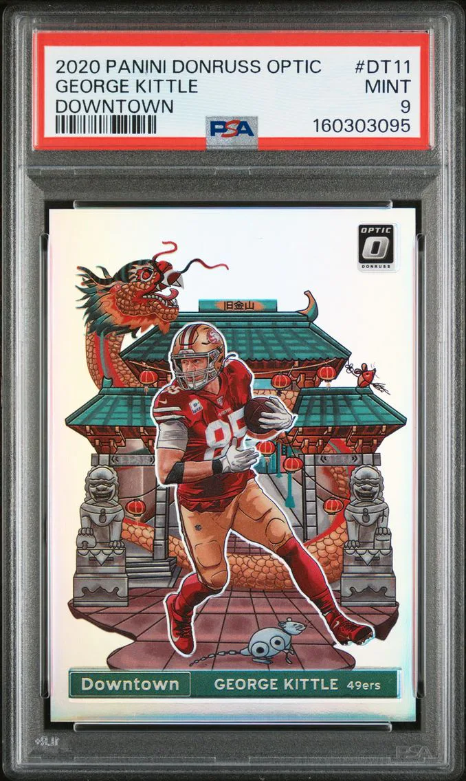 2020 #DT11 George Kittle PSA 9 Panini Donruss Optic Downtown