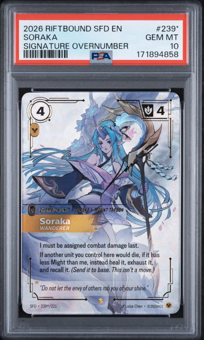 2026 #239* Soraka - Wanderer PSA 10 Riftbound: League of Legends Sfd-Spiritforged