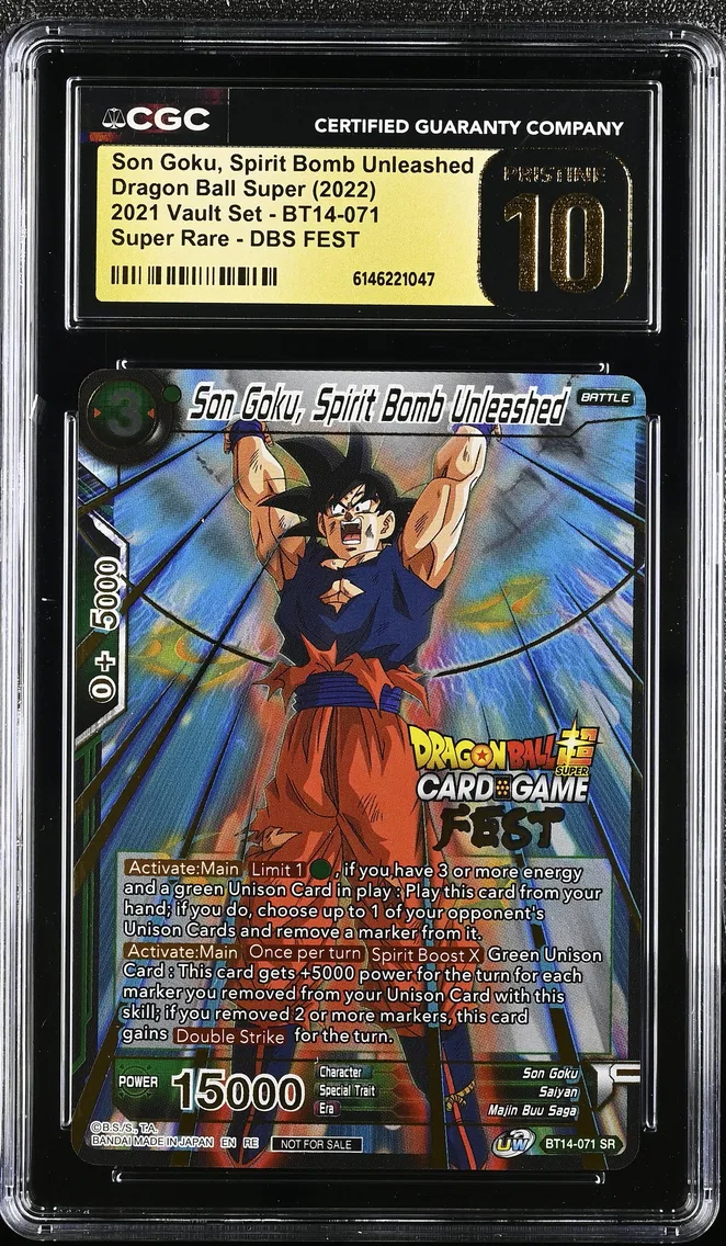 2022 #BT14-071 Son Goku, Spirit Bomb Unleashed CGC 10 Pristine 2021 Vault Set - English