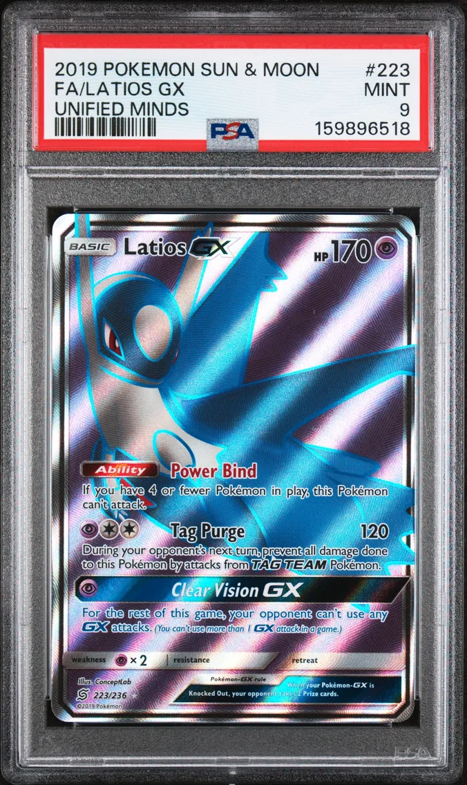 2019 #223 Full Art/Latios GX PSA 9 Sun & Moon Unified Minds