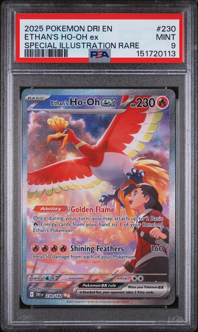 2025 #230 Ethan's HO-Oh EX PSA 9 Dri EN-Destined Rivals