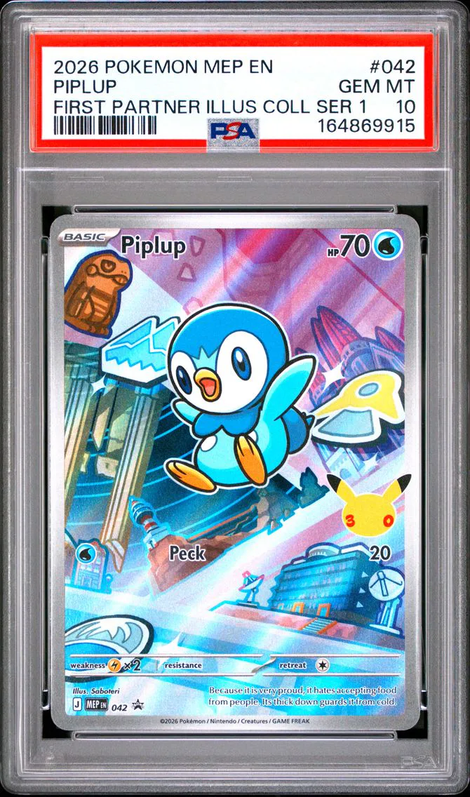 2026 Pokemon Mep EN-Me Black Star Promo Piplup Mep EN-Me Black Star Promo #042 PSA 10
