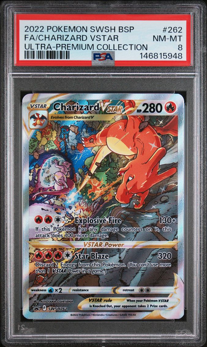 2022 #262 Full Art/Charizard Vstar PSA 8 Swsh Black Star Promo