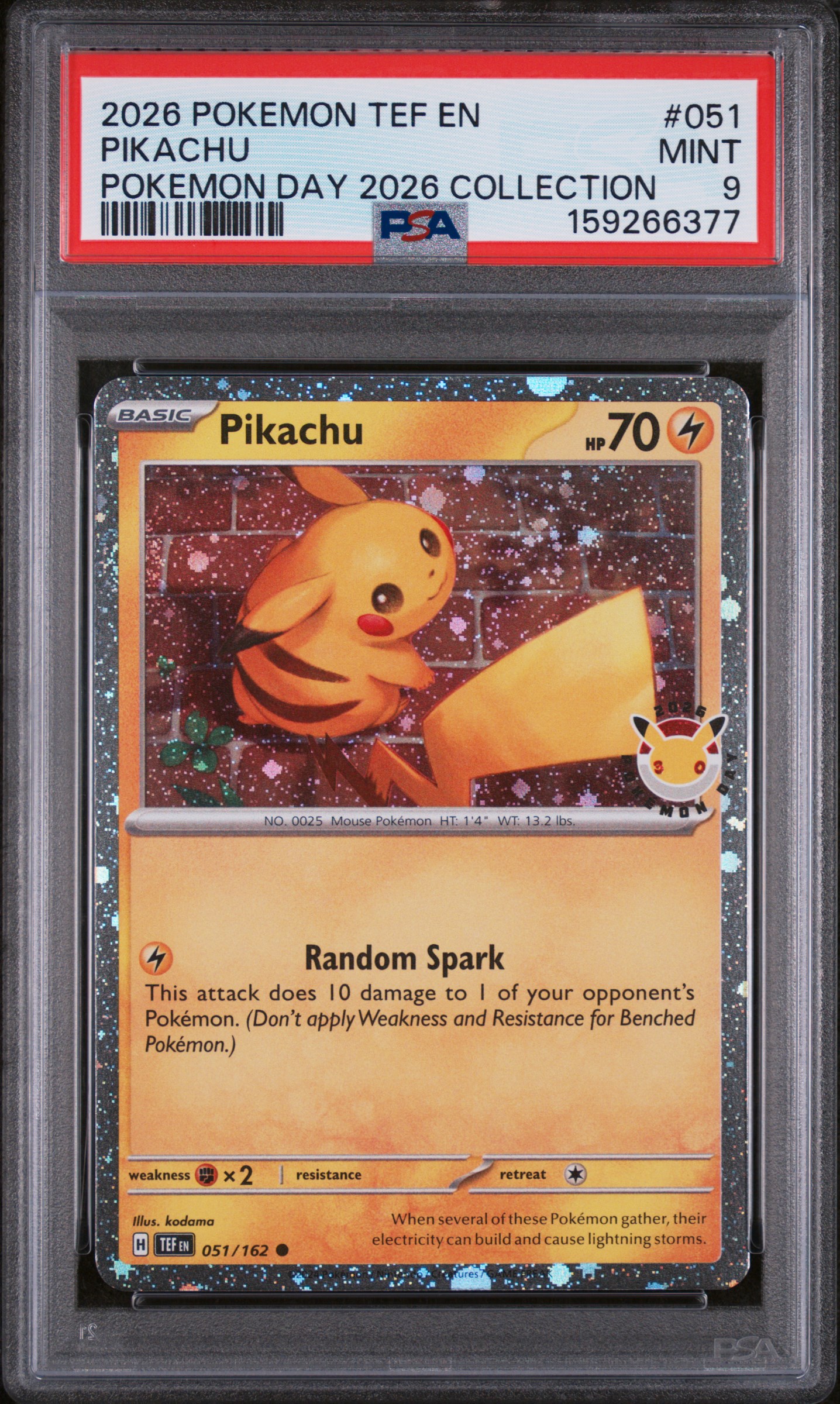 2026 #051 Pikachu PSA 9 Tef En-Temporal Forces
