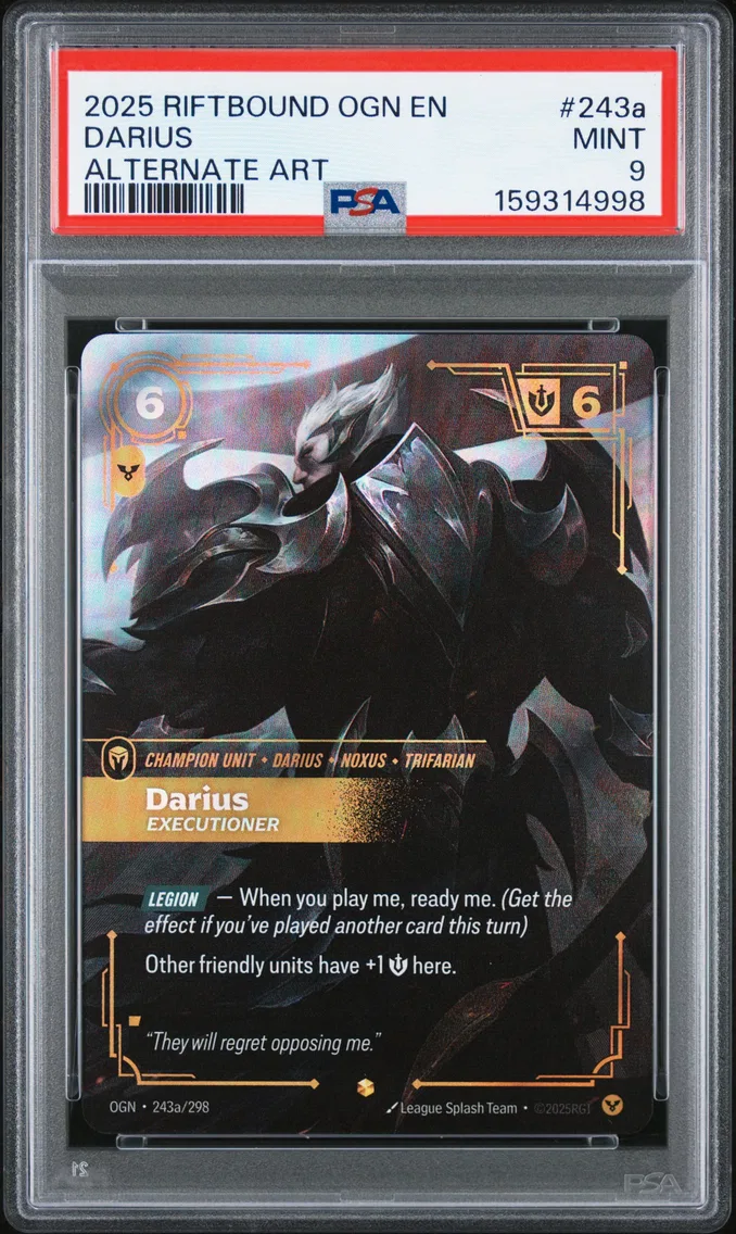 2025 #243a Darius - Executioner PSA 9 Riftbound: League of Legends Ogn-Origins