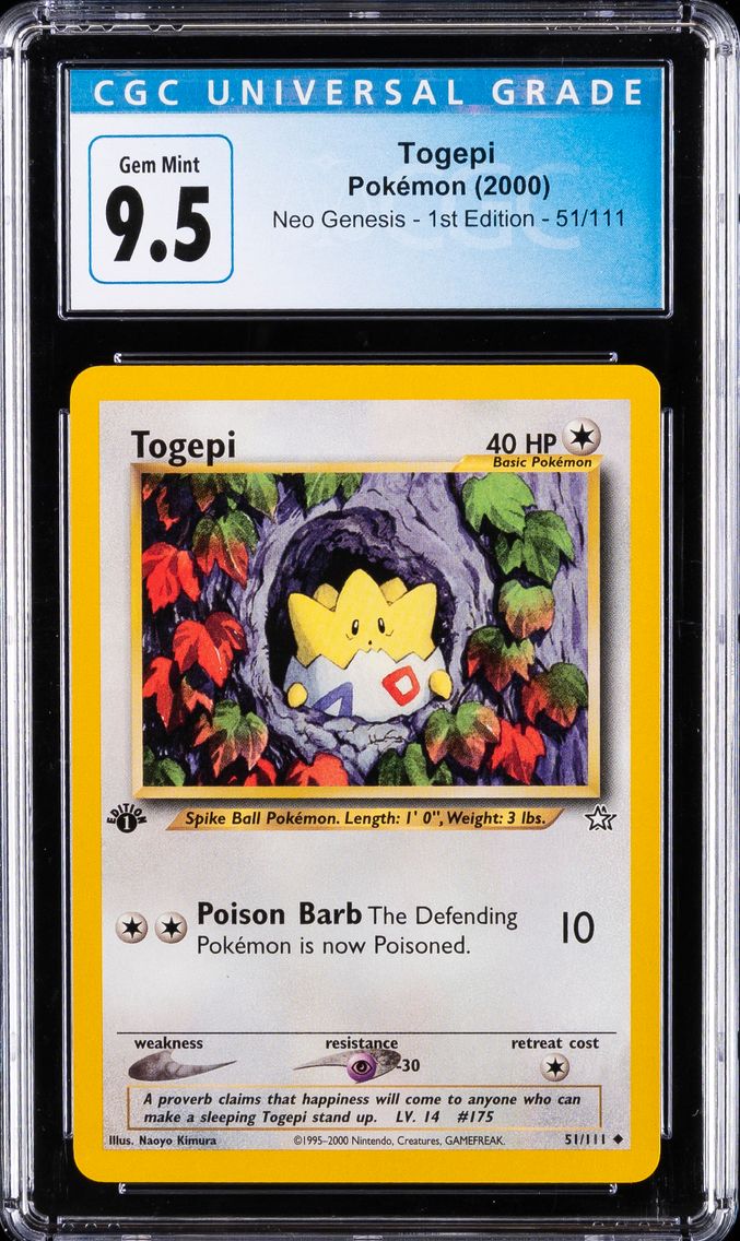 2000 #51 Togepi CGC 10 Neo Genesis 1st Edition Pokemon