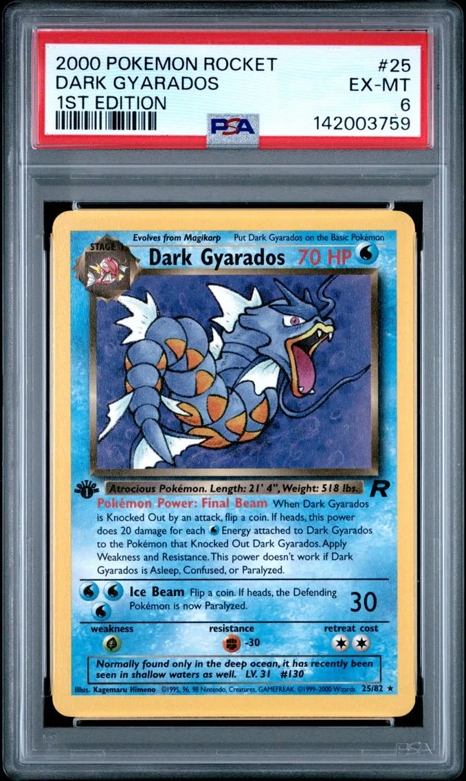 2000 #25 Dark Gyarados 1st Edition PSA 6 Rocket Pokemon