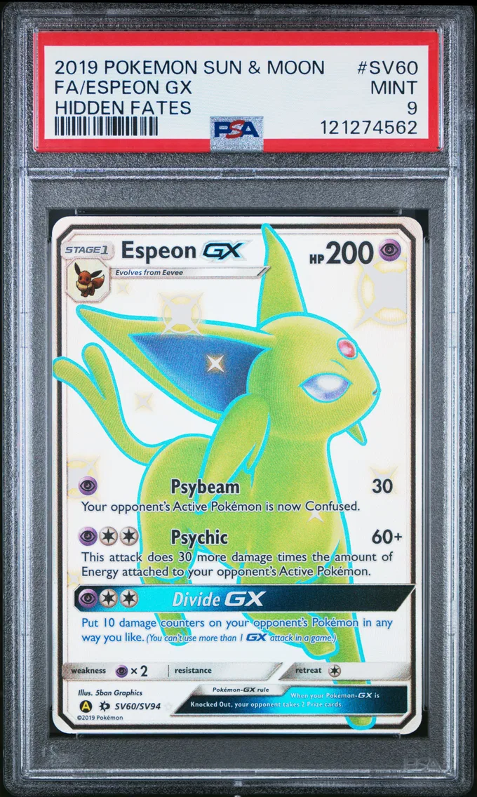2019 #SV60 Full Art/Espeon GX PSA 9 Sun & Moon Hidden Fates
