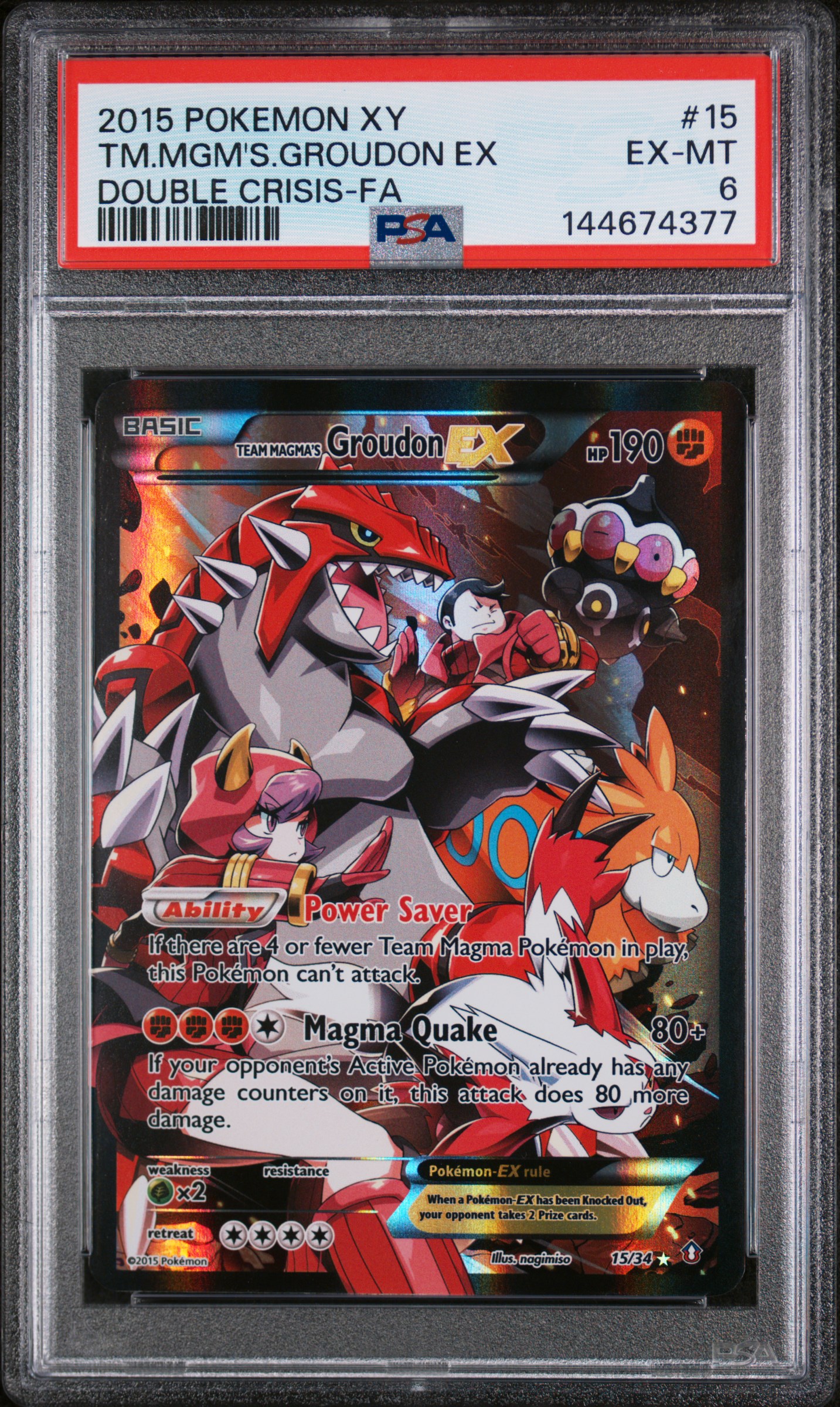 2015 #15 Full Art/Team Magma'S Groudon Ex PSA 6 Xy Double Crisis