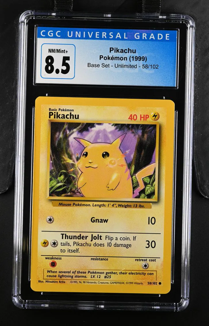 1999 #58 Pikachu CGC 8.5 Base Set - Unlimited - English