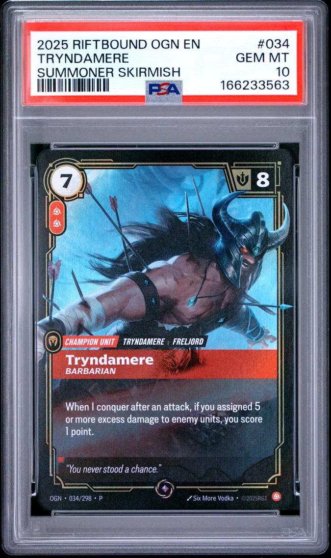 2025 #034 Tryndamere - Barbarian PSA 10 Riftbound: League of Legends Ogn-Origins