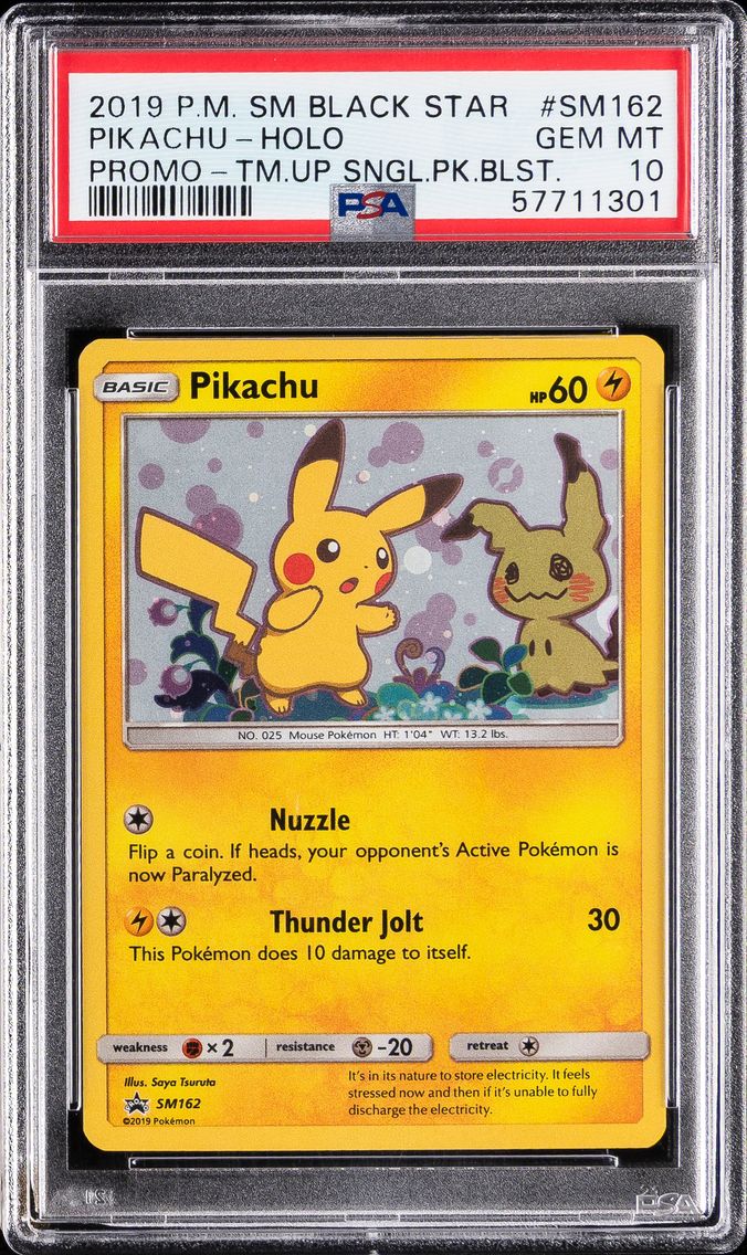 2019 #SM162 Pikachu-Holo PSA 10 SM Black Star Promo Pokemon