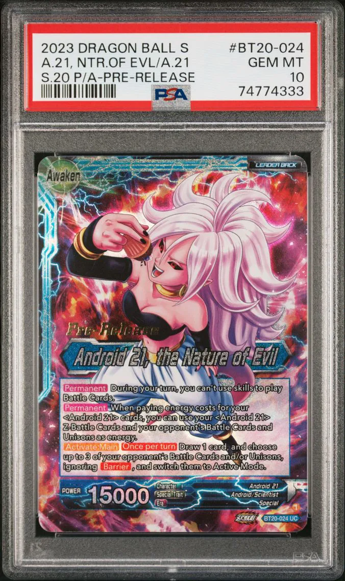 2023 #BT20-024 Android 21/Android 21, the Nature of Evil PSA 10 Dragon Ball Super Card Game Series 20 Power Absorbed