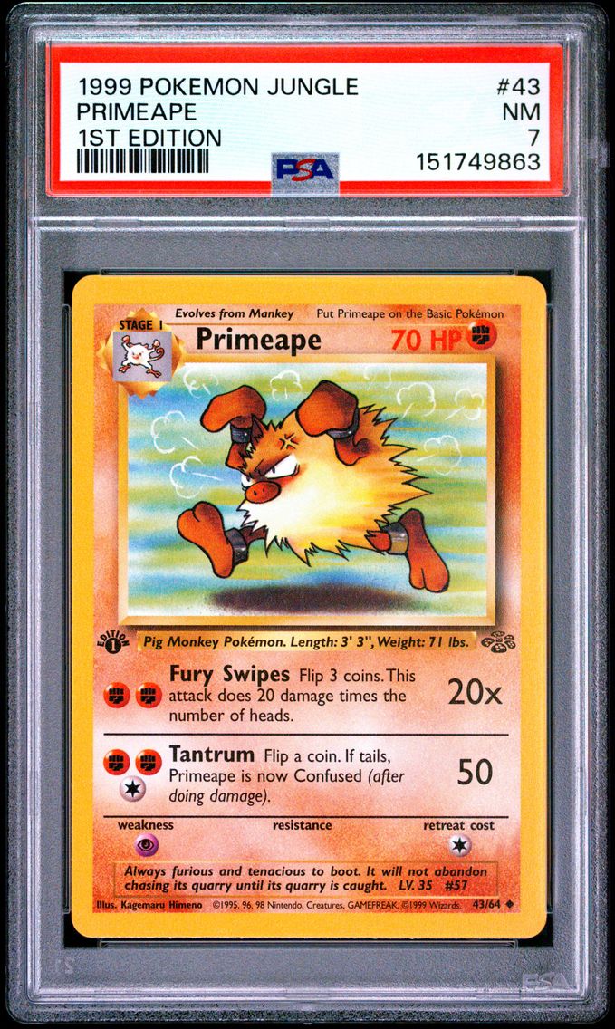 1999 #43 Primeape 1st Edition PSA 7 Jungle