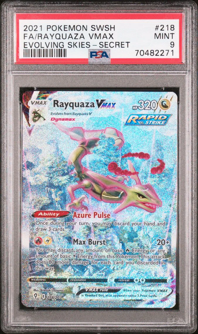 2021 #218 Full Art/Rayquaza Vmax PSA 9 Sword & Shield Evolving Skies